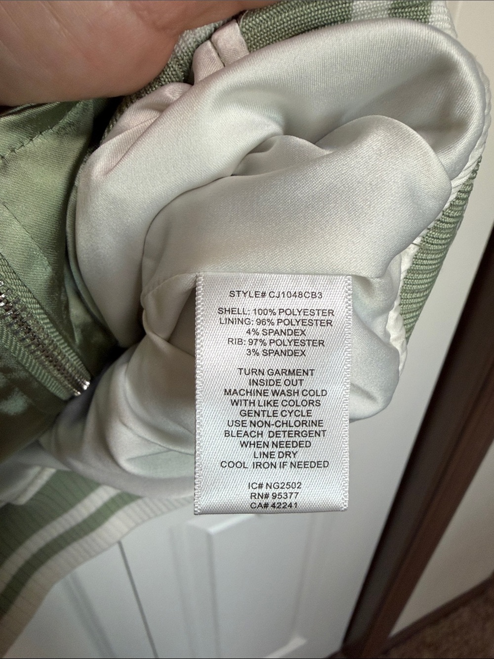 Sanctuary Satin Bomber Jacket - Sage & Cream Contrast - Picture 5 of 6